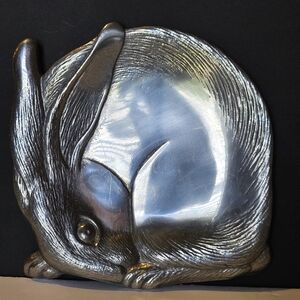 Vintage 1988 Arthur Court Rabbit Aluminum Trinket Serveware Candy Dish